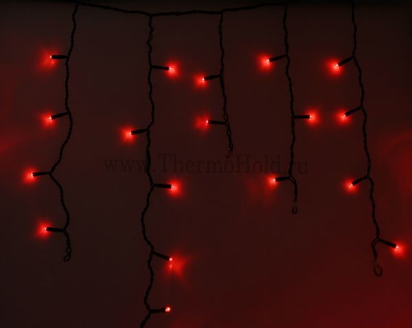 Гирлянда новогодняя Айсикл (бахрома) светодиодный, 4,8 х 0,6 м, черный провод, 220В, диоды Красные,