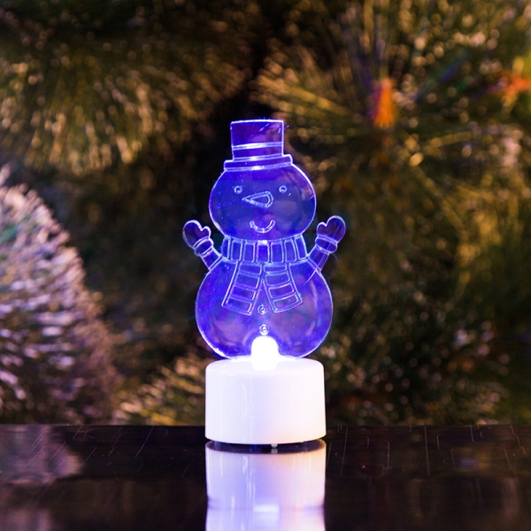 Фигура светодиодная на подставке "Снеговик с шарфом 2D", RGB