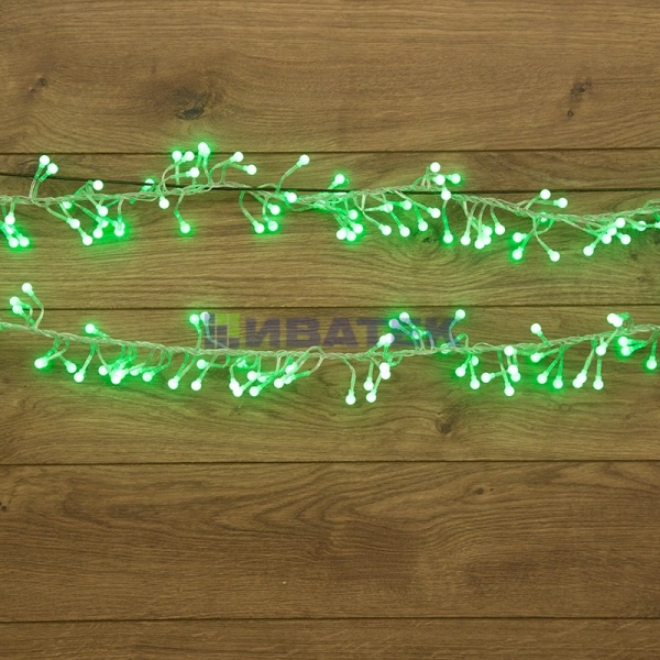Гирлянда новогодняя "Мишура LED"  3 м  288 диодов, цвет зеленый
