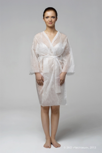 Халат-кимоно с рукавами Спанлейс Белый , 5 шт/упк , арт.00-813