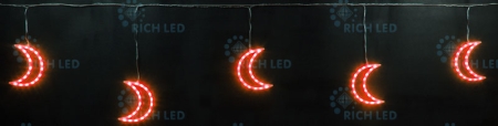 Изображение LED подвески Луны 3х0,5м соединяемые (до 10 шт.) красный постоянное свечение прозрачный провод IP54,  интернет магазин Иватек ivatec.ru