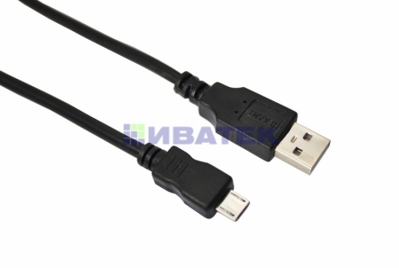 Изображение Кабель micro USB (male) штекер - USB-A (male) штекер, длина 3 метра, черный (PE пакет) REXANT(упак 10 шт)  интернет магазин Иватек ivatec.ru