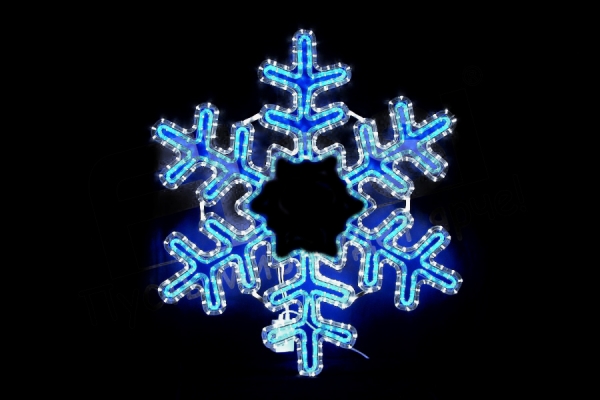 Мотив Снежинка из светодиодного дюралайта  бело-синяя, размер  79х69см, с контроллером, BL-194 (FS-00001185)