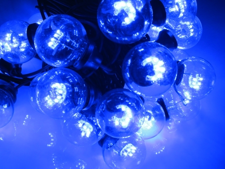 Изображение Влагозащищенная LED гирлянда10м. шаг 50 см, черный провод синий  LED-2BLR-50CM-10M-240V-B (FS-00-00001143)  интернет магазин Иватек ivatec.ru