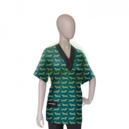 Изображение Рубашка Artero с V-образным вырезом и принтом "Такса", размер XL, арт. W408  интернет магазин Иватек ivatec.ru