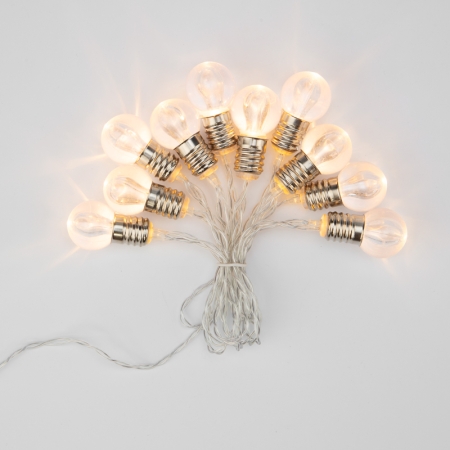 Изображение Гирлянда светодиодная Лампочки 10 LED, 1.5 м, прозрачный ПВХ, теплый белый цвет свечения, 2 х АА (батарейки не в комплекте) NEON-NIGHT  интернет магазин Иватек ivatec.ru