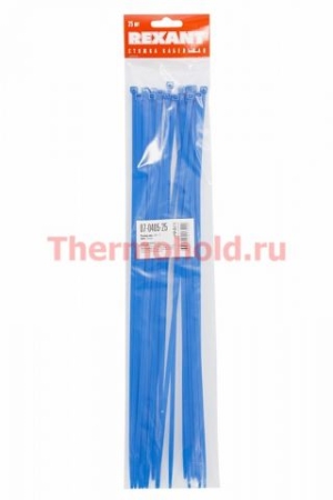 Изображение Хомут-стяжка нейлоновая REXANT 400x4,8 мм, синяя,  25 шт/пак, уп 10пак  интернет магазин Иватек ivatec.ru