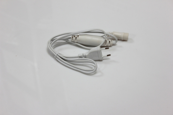 POWER CABLE-WHITE, Силовой шнур для гирлянд (LED PLS/ LED PLS FLASH) белый, материал ПВХ, выпрямитель 1,6А, длина 1,6 метра