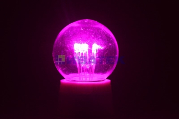 Лампа для новогодней гирлянды "Белт-лайт" шар LED е27 DIA 45, 6 розовых светодиодов, эффект лампы на