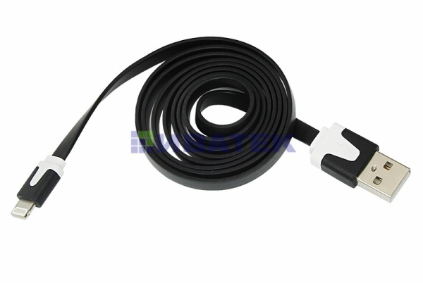 USB-Lightning кабель для iPhone/PVC/flat/black/1m/REXANT
