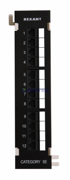 Изображение Rexant Патч-панель настенная, 12 портов RJ-45, категория 5е, UTP неэкранированная, черная  интернет магазин Иватек ivatec.ru