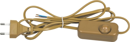 Изображение Сетевой шнур с выключателем, DM103-200W 230V 1,5+0,5м (с диммером) золото  интернет магазин Иватек ivatec.ru