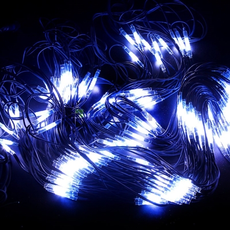 Изображение Гирлянда новогодняя Айсикл (бахрома) светодиодный, 1,8 х 0,5 м, белый провод, 220В, диоды синие  интернет магазин Иватек ivatec.ru