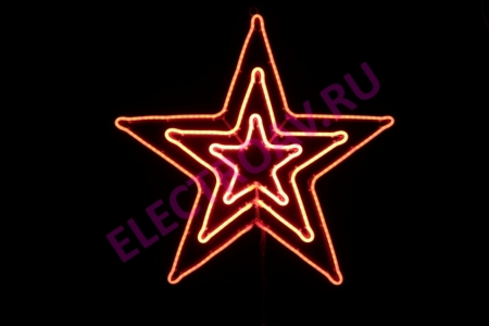 Изображение SN(C)-2D-HE00407-240/12V-R Звезда из леднеон-флекса, 83*83 см, мерцающая, красная  интернет магазин Иватек ivatec.ru