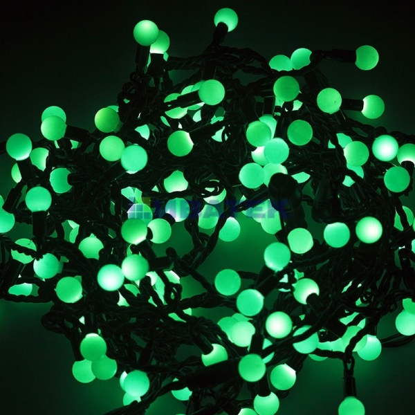 Гирлянда новогодняя "LED - шарики", диаметр 17,5мм  20 м, цвет свечения Зеленый, 220В, Neon-Night