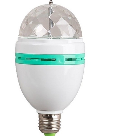 Изображение Диско-лампа светодиодная Е27 с переходником-выключателем Е27 в розетку, 220В  интернет магазин Иватек ivatec.ru