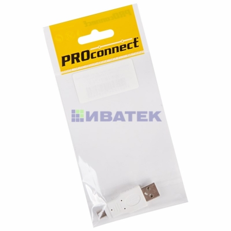 Изображение Переходник USB PROconnect, штекер USB-A - штекер mini USB 5 pin, 1 шт., пакет БОПП  интернет магазин Иватек ivatec.ru