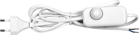 Изображение Сетевой шнур с выключателем, DM103-200W 230V 1,5+0,5м (с диммером) белый  интернет магазин Иватек ivatec.ru