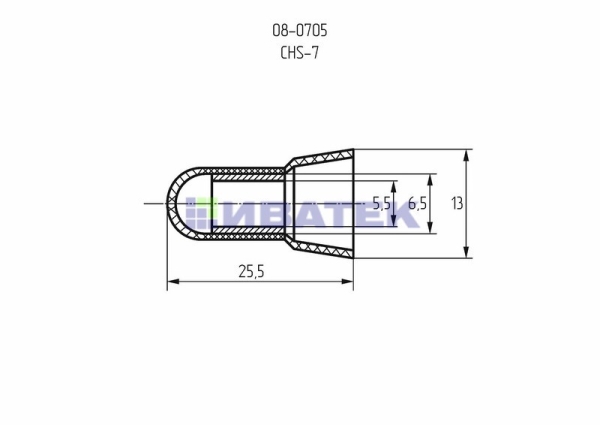 Концевая изолированная заглушка КИЗ-7, ø 5,5 мм (8,0-10,0 мм²) REXANT  уп100шт