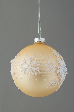 Изображение Новогодний шар "Золотая снежинка" матовый 80 мм  интернет магазин Иватек ivatec.ru