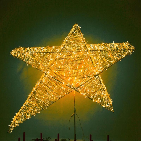 Изображение Верхушка световая из стеклонити Гагаринская звезда для елки 3-5м Цвет золото 0.5м  интернет магазин Иватек ivatec.ru