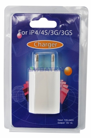 Изображение Сетевое зарядное устройство iPhone/iPod USB белое (СЗУ) (5 V, 1000 mA) REXANT  интернет магазин Иватек ivatec.ru