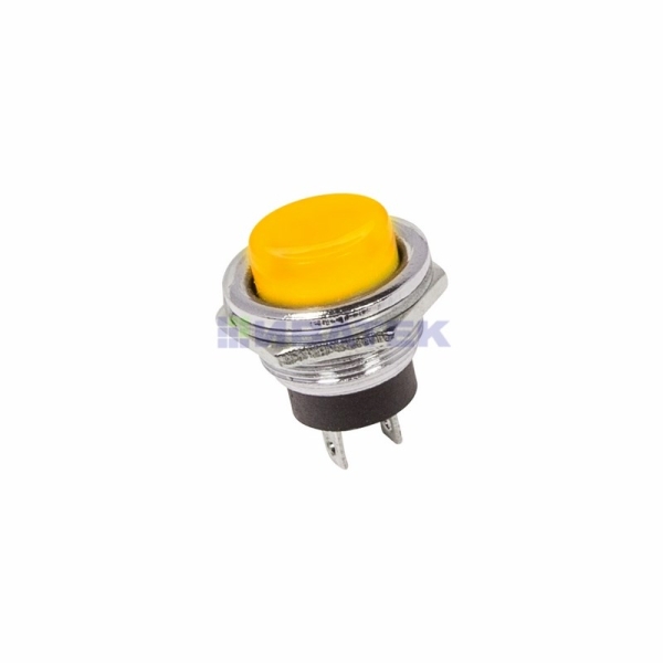 Выключатель-кнопка  металл 250V 2А (2с) (ON)-OFF  Ø16.2  желтая  REXANT  уп 10шт