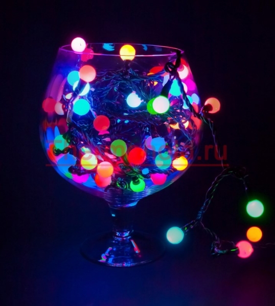 Гирлянда новогодняя "LED - шарики", Мультиколор, диаметр 17,5 мм  10 м, Neon-Night