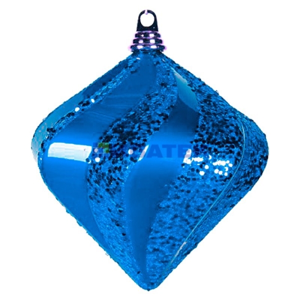 Елочная фигура "Алмаз", 20 см, цвет синий, упак 4 шт.