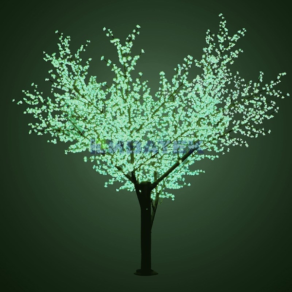 Светодиодное дерево "Сакура", высота 3,6м, диаметр кроны 3,0м, Зеленые светодиоды, IP 54, понижающий