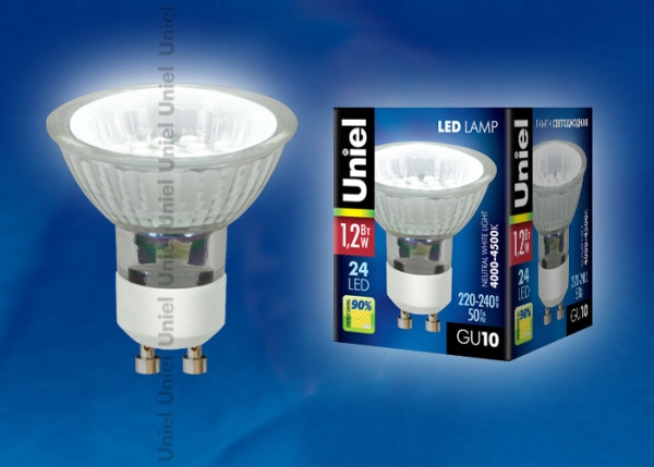 LED-JCDR-SMD-1,2W/NW/GU10 75 Lm Светодиодная лампа. Картонная упаковка.