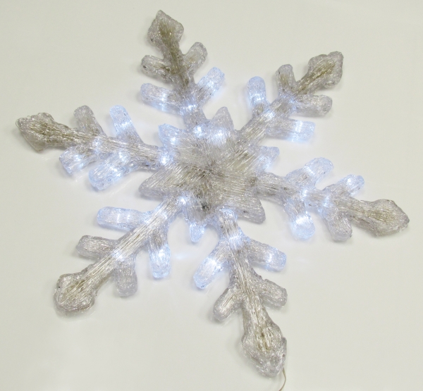 Мотив Снежинка из светодиодного дюралайта Белая с контроллером 58х58х2,5см   LED-XM(IC)-TR017-24V-W (FS-00-00000429)
