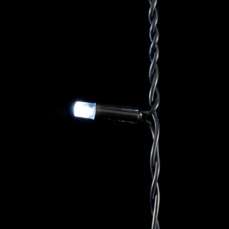Изображение 02-210 Светодиодная бахрома с колпачком 3,1x0,5м, черн. пр., белый  интернет магазин Иватек ivatec.ru