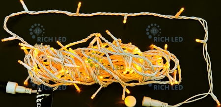 Изображение Светодиодные гирлянды Нить 10 метров, 24 В, постоянное свечение, цвет: желтый, провод: белый  интернет магазин Иватек ivatec.ru