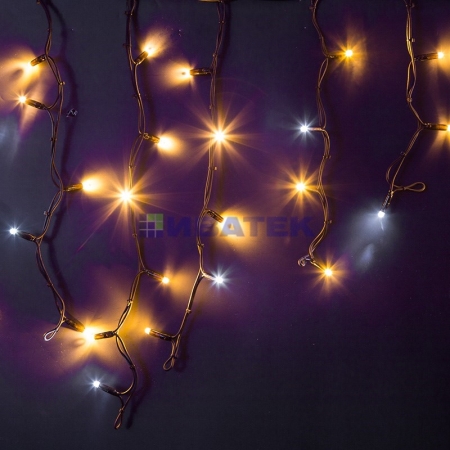 Изображение Гирлянда Айсикл (бахрома) светодиодный, 4,0 х 0,6 м, с эффектом мерцания, черный провод "КАУЧУК", 230 В, диоды тепло-белые, 128 LED NEON-NIGHT  интернет магазин Иватек ivatec.ru