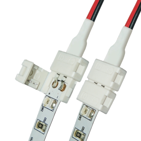 Изображение Коннектор (провод) для соединения светодиодных лент 3528 с блоком питания, 2 контакта, IP20, цвет белый, 20 штук в пакете  интернет магазин Иватек ivatec.ru
