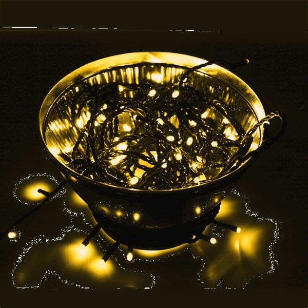 Гирлянда "Твинкл Лайт" 10 м,  черный ПВХ, 100 диодов, цвет золотой
