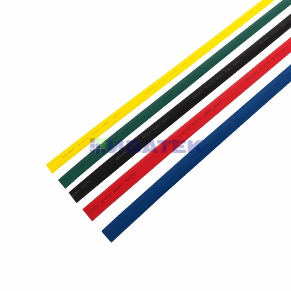 Термоусаживаемые трубки REXANT 15,0/7,5 мм, набор пять цветов, упаковка 50 шт. по 1 м