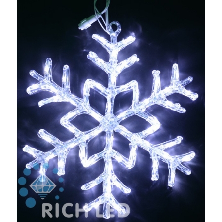 Изображение LED снежинка АКРИЛОВАЯ 70 см белая постоянное свечение 66LED 220В IP54, цвет: белый  интернет магазин Иватек ivatec.ru