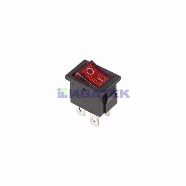 Выключатель клавишный 250V 6А (4с) ON-OFF красный  с подсветкой  Mini  REXANT уп 10шт