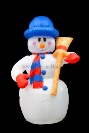 Изображение 3D фигура надувная "Снеговик с метлой", размер 180 см, внутренняя подсветка 4 лампы, компрессор с ад  интернет магазин Иватек ivatec.ru