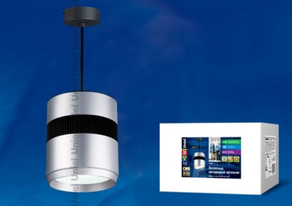 ULN-M05D-30W/WW/HM SILVER Светильник светодиодный подвесной потолочный. Мощность - 30 Вт. Световой поток — 1300 Лм. Цвет свечения — теплый белый. Степ
