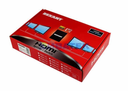 Изображение Делитель гнездо HDMI на 4 гнезда HDMI, металл  REXANT  интернет магазин Иватек ivatec.ru
