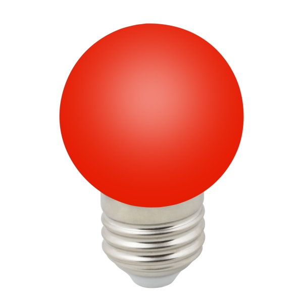 LED-G45-1W/RED/E27/FR/С Лампа декоративная светодиодная. Форма "шар", матовая. Цвет красный. Картон. ТМ Volpe.