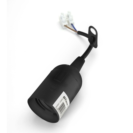 Изображение Патрон E27 подвесной с клеммой, 230V, огнеупорный пластик, медь, полипропилен, цвет черный, размер 38*55 мм, LH108  интернет магазин Иватек ivatec.ru