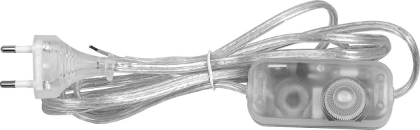 Сетевой шнур с выключателем, DM103-200W 230V 1,5+0,5м (с диммером) прозрачный