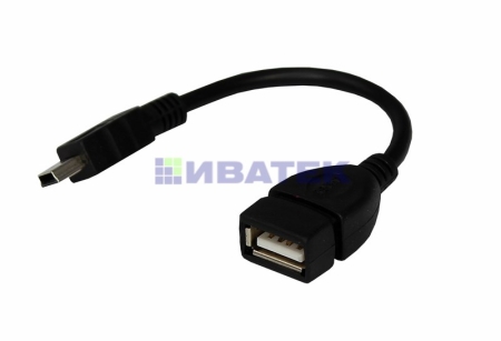 Изображение USB кабель OTG mini USB на USB шнур 0.15 м черный REXANT  интернет магазин Иватек ivatec.ru