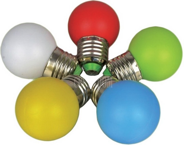 LED лампа - шарик с цоколем E27, 45 мм, (5 светодиодов), матовые, синий LED G45 220V-240V Blue (FS-00-00001067)