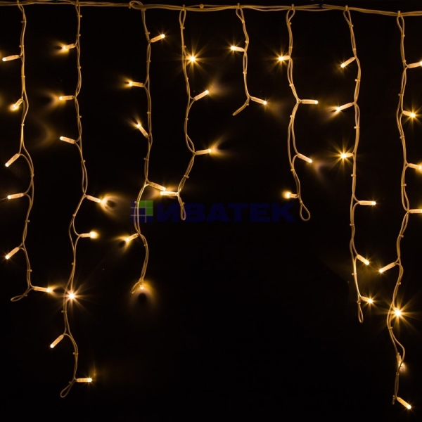 Гирлянда Айсикл (бахрома) светодиодный, 5,6 х 0,9 м, белый провод "КАУЧУК", 230 В, диоды тепло-белые, 240 LED NEON-NIGHT