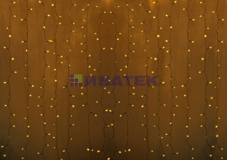 Изображение Гирлянда новогодняя "Светодиодный Дождь" 2х1,5м, постоянное свечение,прозрачный провод, 220В, Желтый  интернет магазин Иватек ivatec.ru